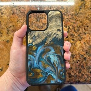 Carved iPhone 13 Pro Wood + Resin case
